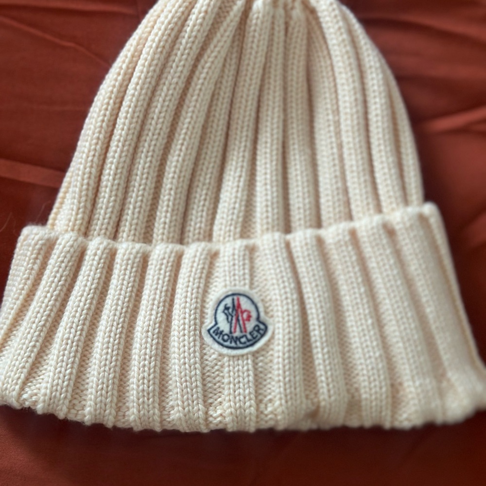 cream moncler beanie
